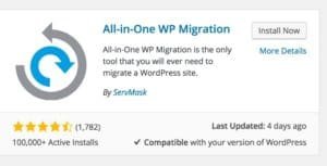 Migrating WordPress Site All in One WP Migration